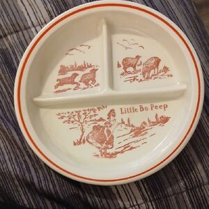 Vitrock Milk Glass Little Bo Peep Child's Divided Plate, Fire King